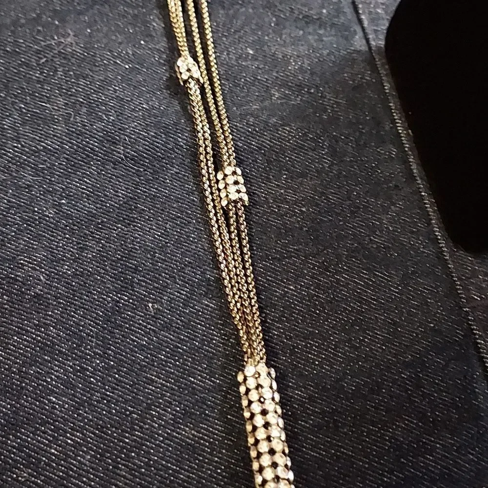PARKLANE crystal necklace pendant tassel long necklace hematite